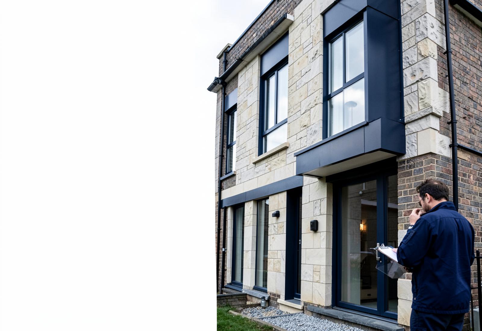 Property maintenance inspection at a modern residential building